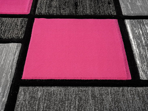Black, Grey, and Multicolor 3D Carved Modern Area Rug
